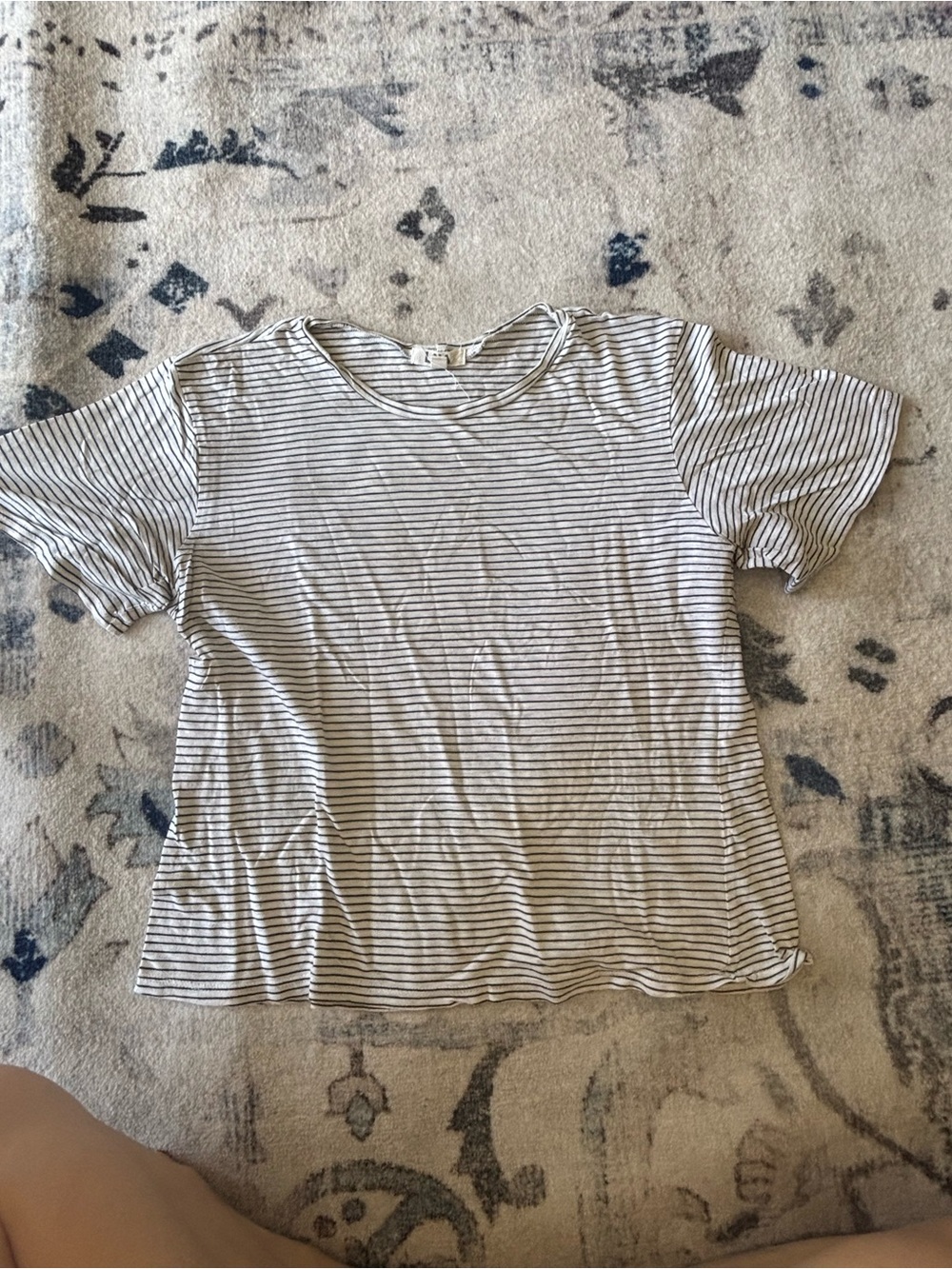 LNA Cream and Black Striped Short Sleeve Tee